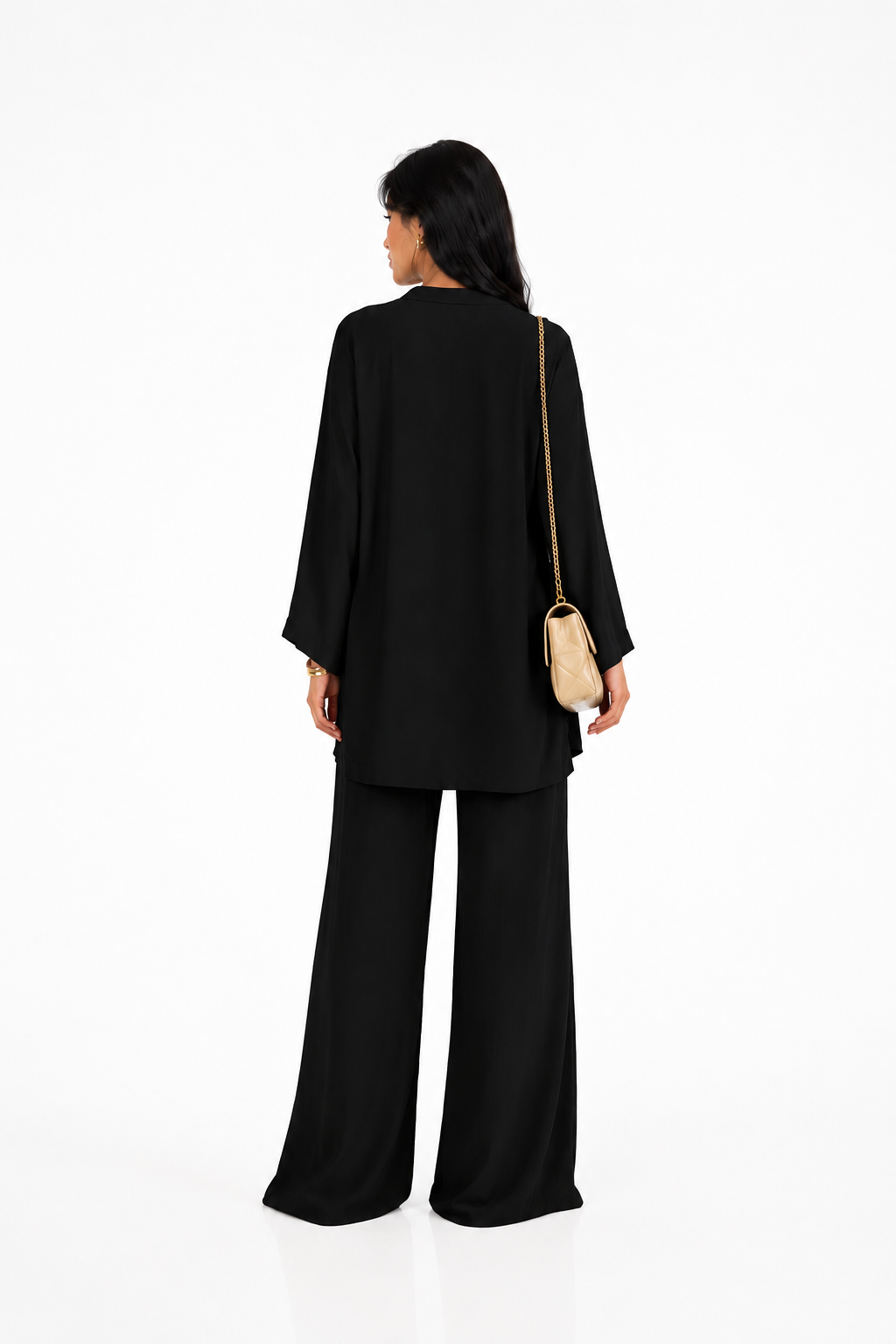 Noir Kimono & Wide Leg Pants Set