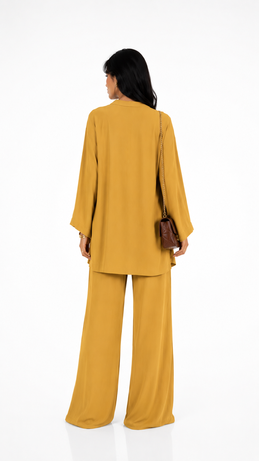 Mustard Wide Leg Pants Set