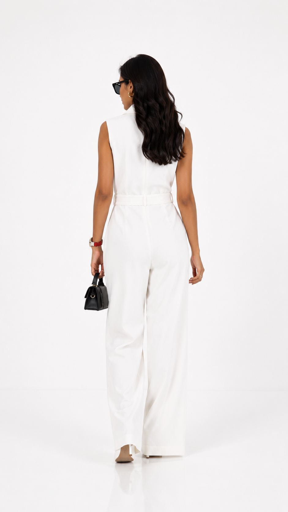 White Tailored Wide Leg Jumpsuit