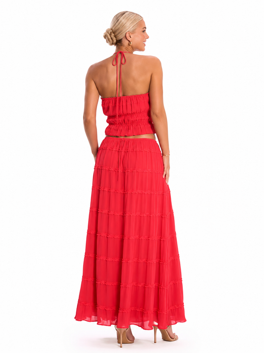 Red Halter Top Set
