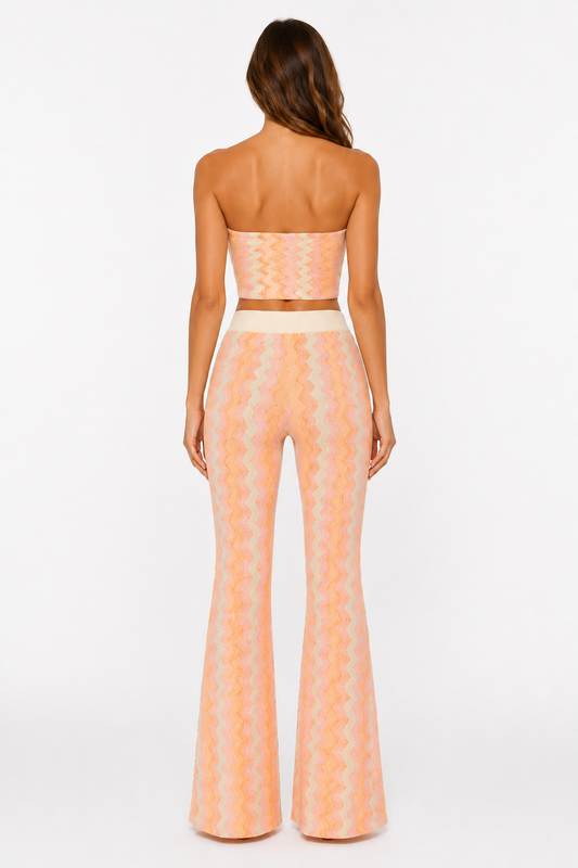Pastel Zigzag Flared Co-Ord Set
