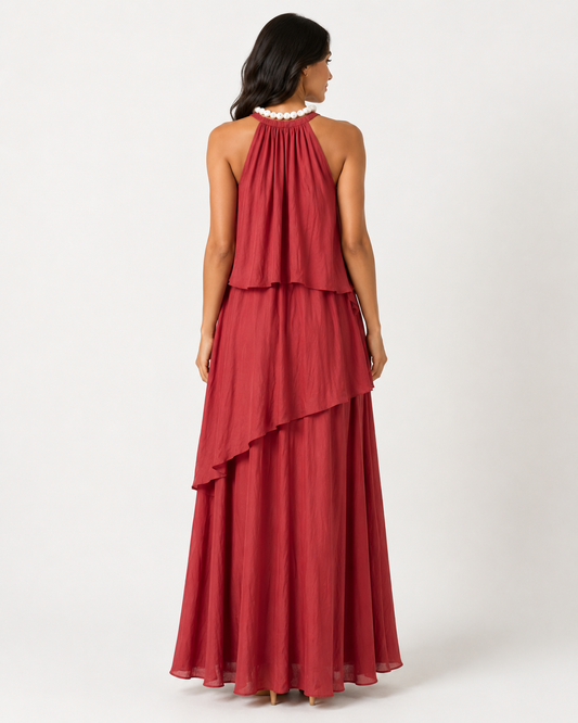 Sienna Burgundy Ruffle Dress