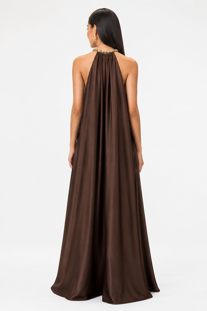 Noelle Chocolate Halter Dress
