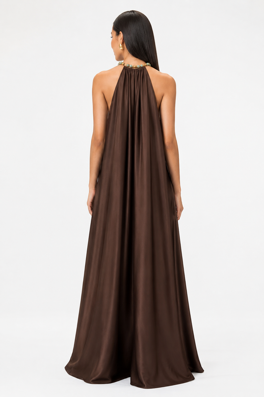 Noelle Chocolate Halter Dress