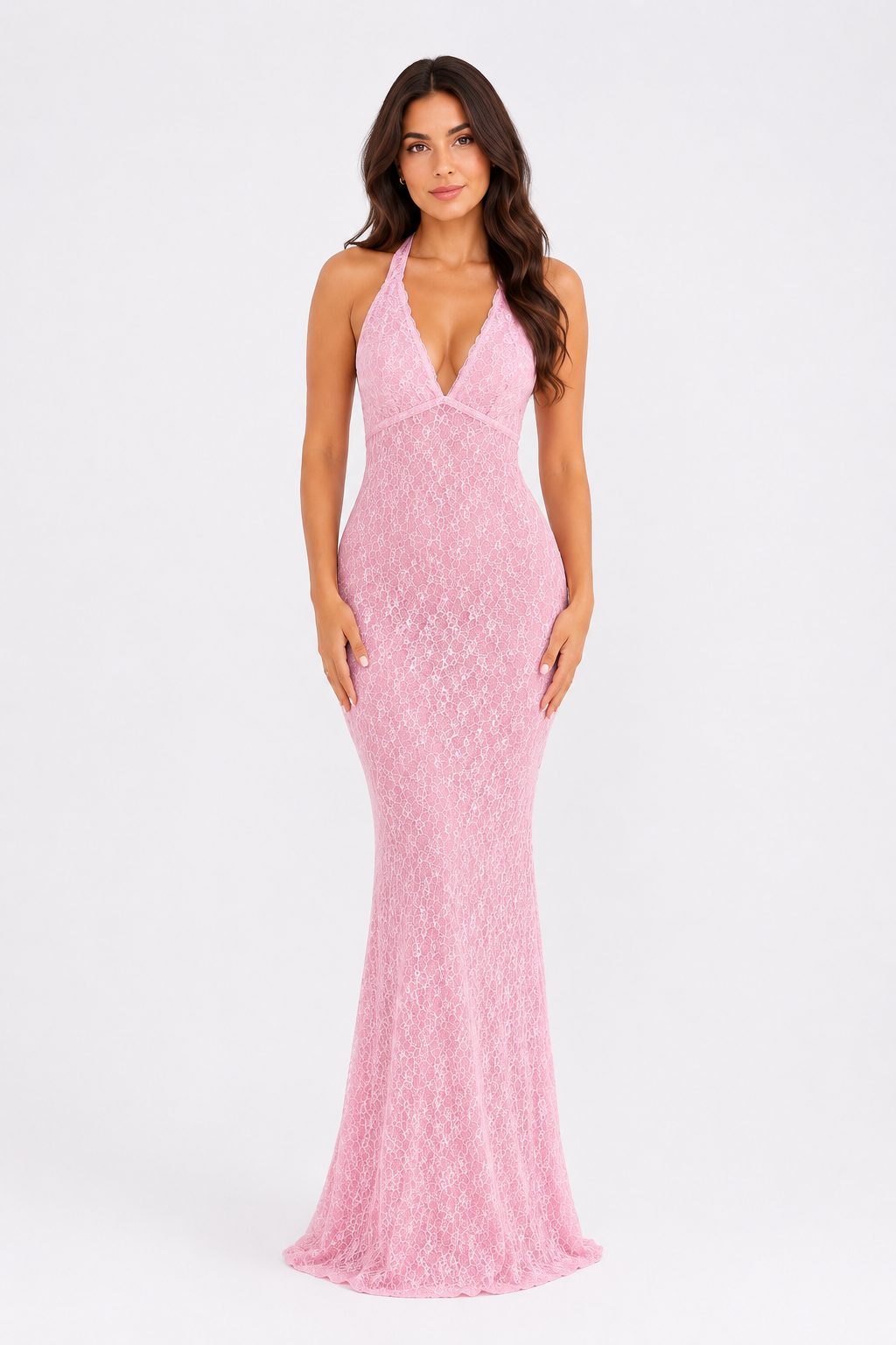 Livia Pink Halter Maxi Dress