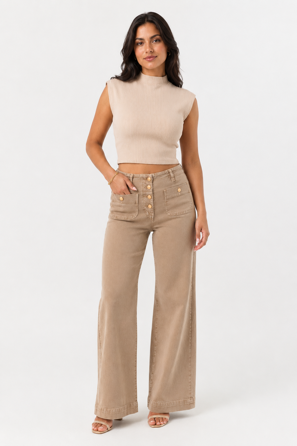 Beige Luxe Wide Pants