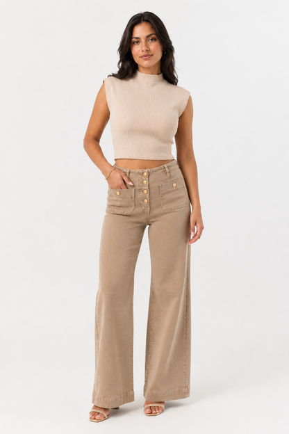 Beige Luxe Wide Pants
