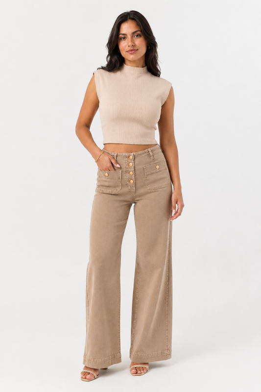Beige Luxe Wide Pants