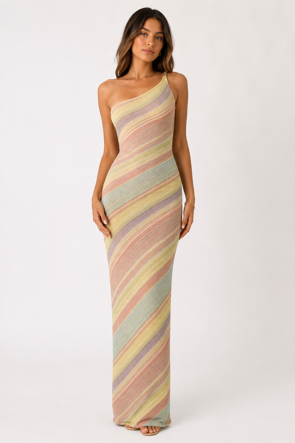 Soleya Pastel One-Shoulder Maxi Dress