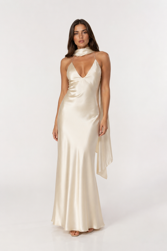 Celeste Satin Scarf Dress