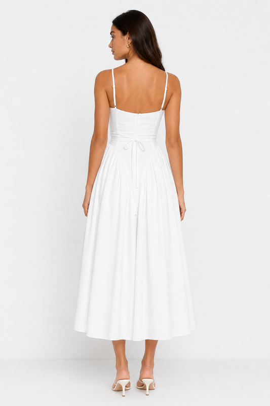 Luna White Midi Dress