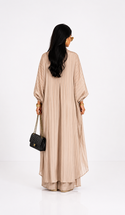 Beige Striped Co-Ord Set