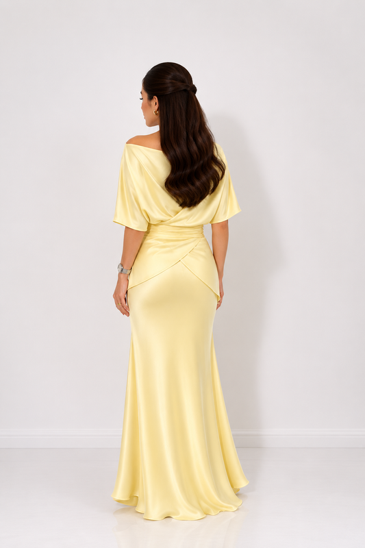 Soft Yellow Wrap Detail Maxi Dress