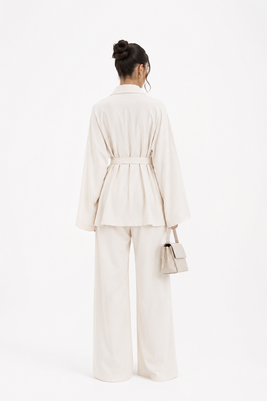 Ivory Satin Look Co-Ord Set