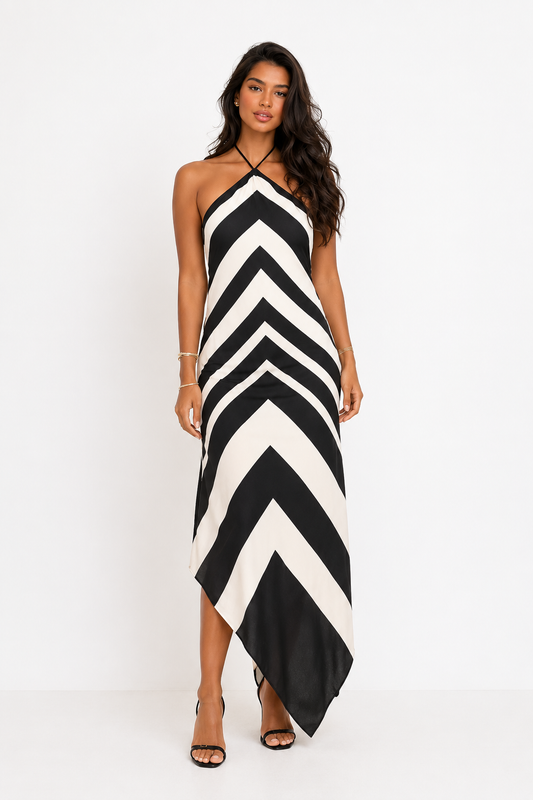Black & White Chevron Maxi Dress