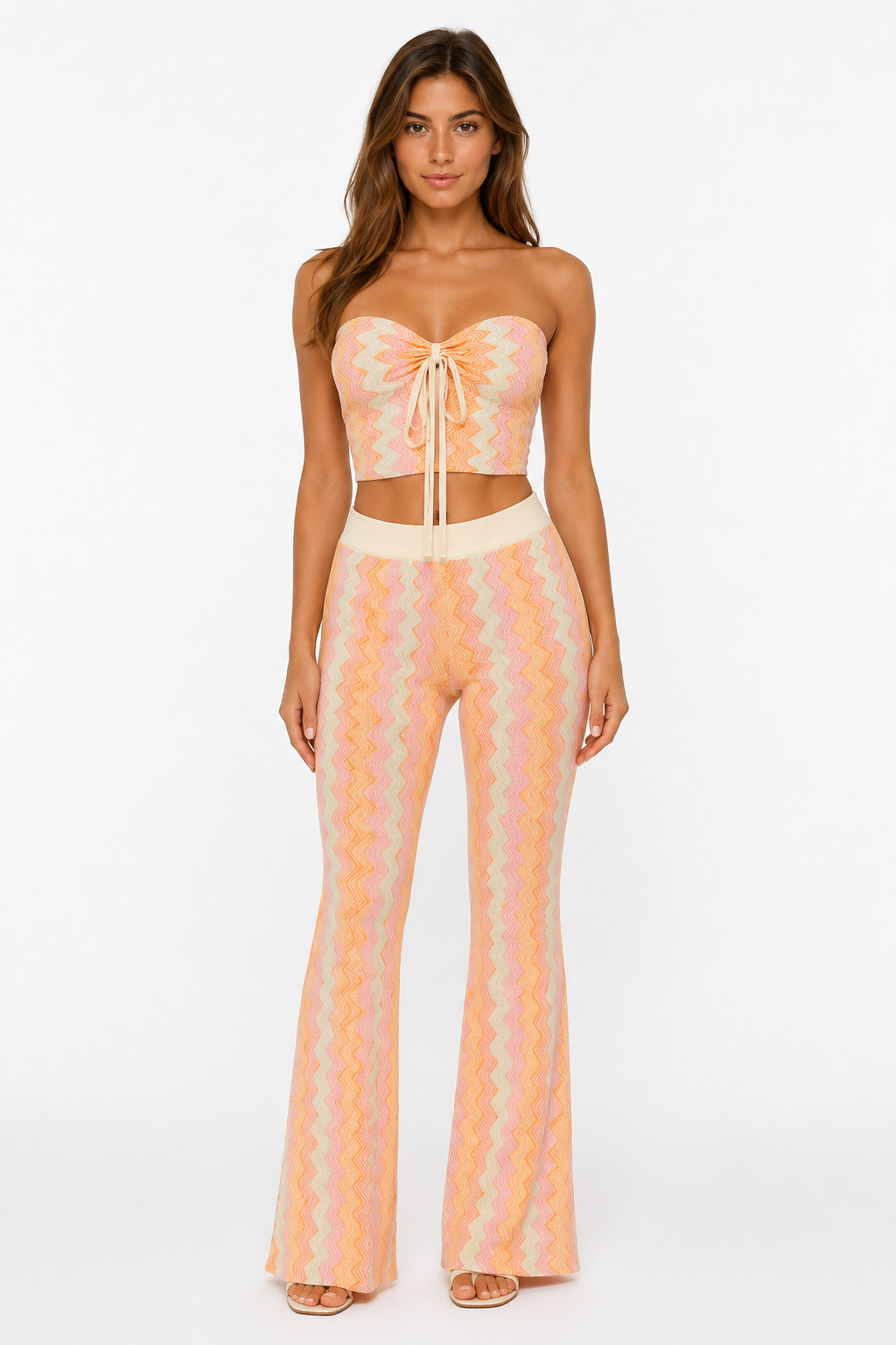 Pastel Zigzag Flared Co-Ord Set