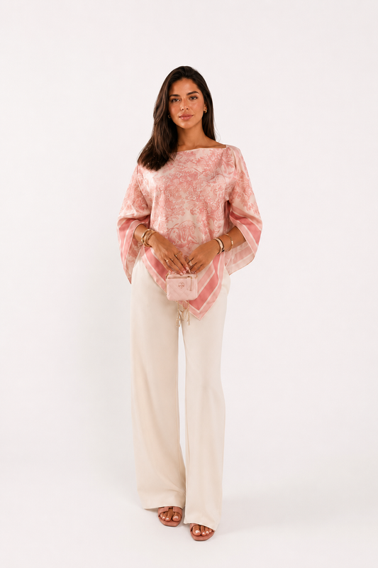 Pink Paisley Poncho Top