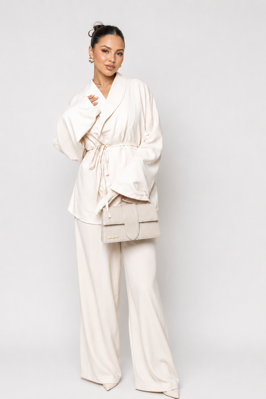 Ivory Satin Look Co-Ord Set