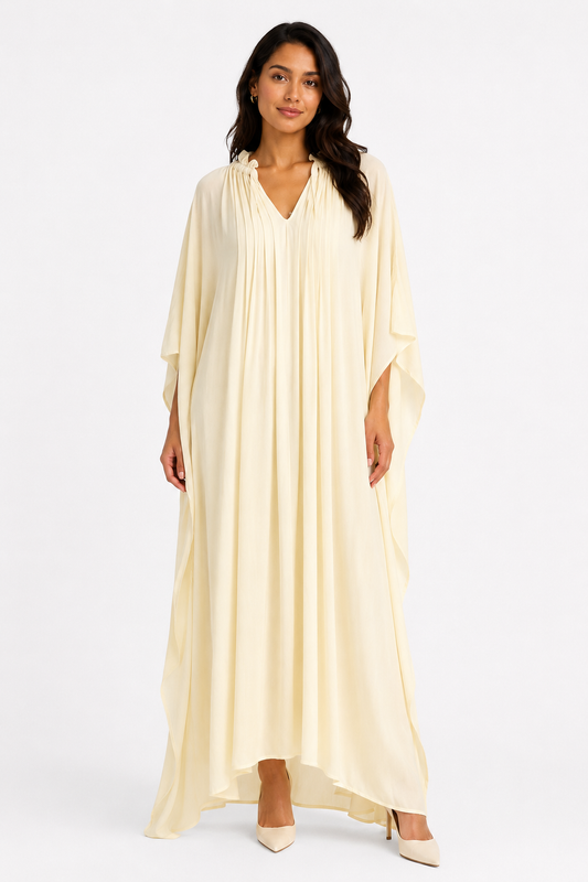 Butter Yellow Flowing Kaftan Dress