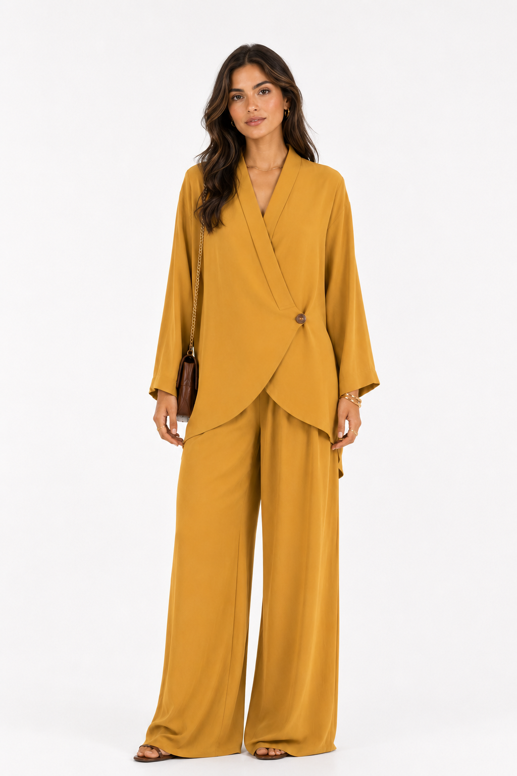 Mustard Wide Leg Pants Set