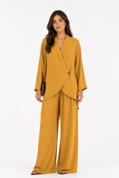 Mustard Wide Leg Pants Set