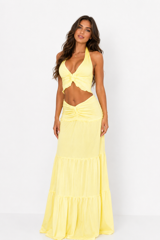 Lemon Yellow Dress Maxi Set