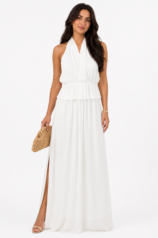 Ayla Ivory Slit Dress