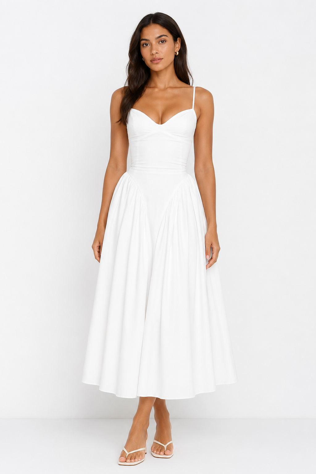 Luna White Midi Dress