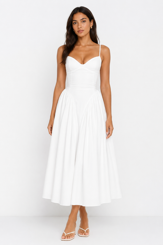 Luna White Midi Dress