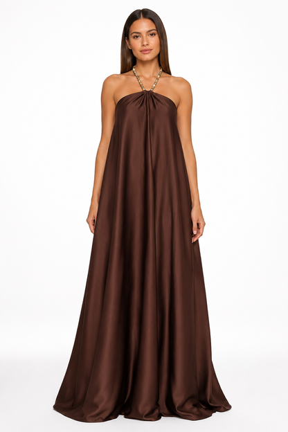 Noelle Chocolate Halter Dress