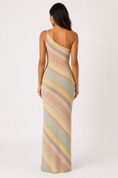 Soleya Pastel One-Shoulder Maxi Dress