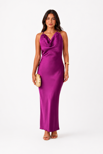 Amethyst Satin Maxi Dress