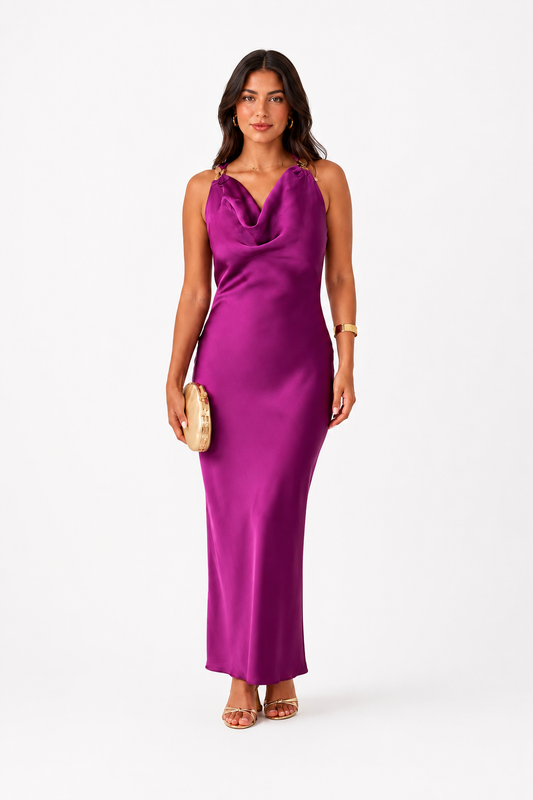 Amethyst Satin Maxi Dress