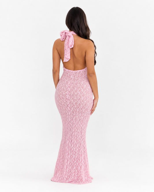 Livia Pink Halter Maxi Dress